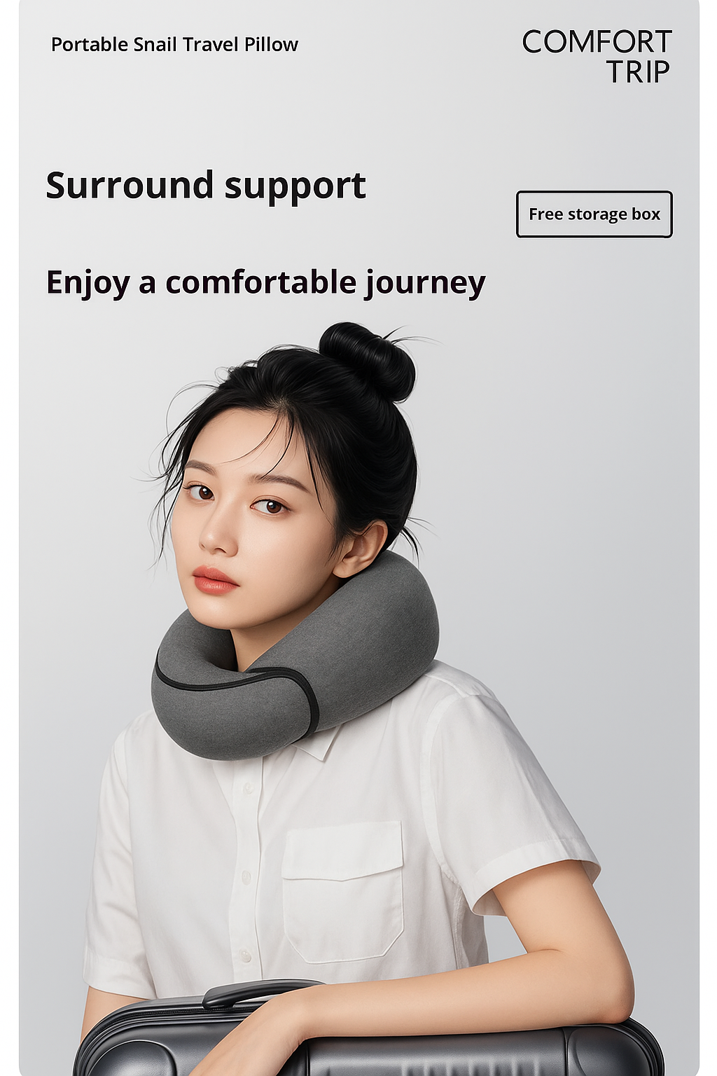 ErgoFoam™ Travel Neck Pillow – Breathable, Washable, Memory Foam Support for Flights & Long Trips