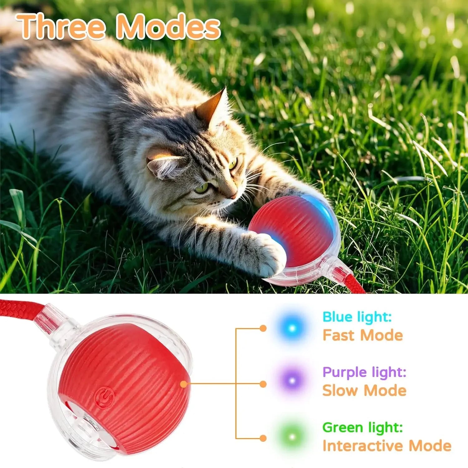 2-Pack Smart Cat Toy Balls – Auto Rolling Rechargeable Toys with Faux Tail for Indoor Play & Training