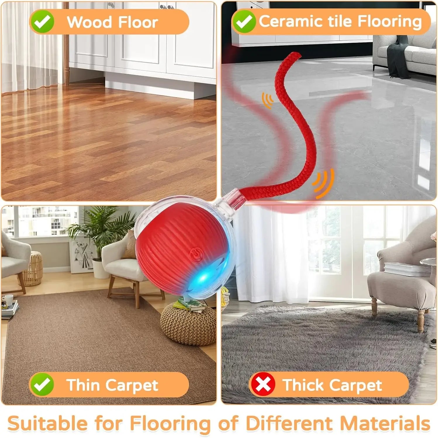 2-Pack Smart Cat Toy Balls – Auto Rolling Rechargeable Toys with Faux Tail for Indoor Play & Training