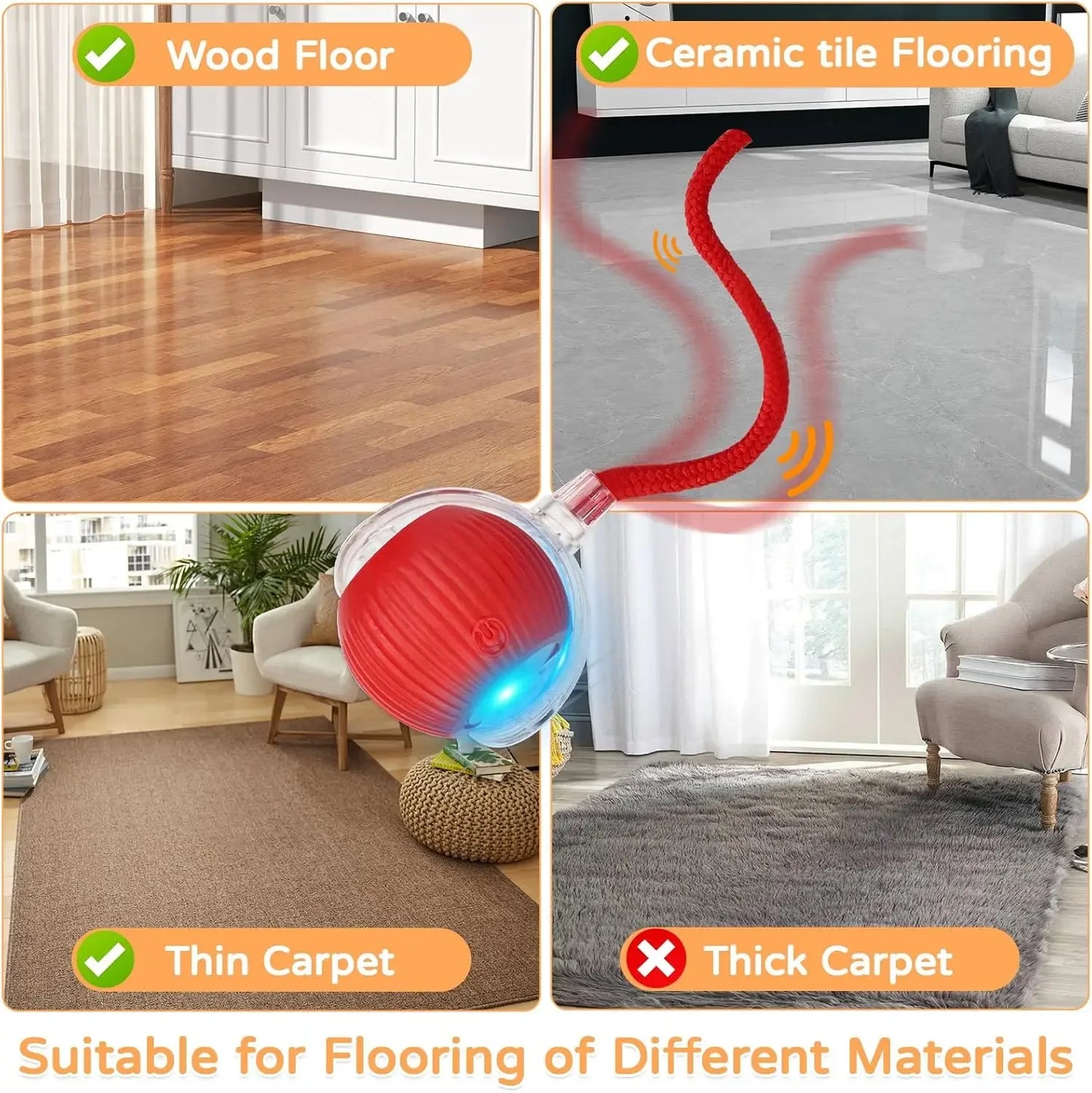 2-Pack Smart Cat Toy Balls – Auto Rolling Rechargeable Toys with Faux Tail for Indoor Play & Training