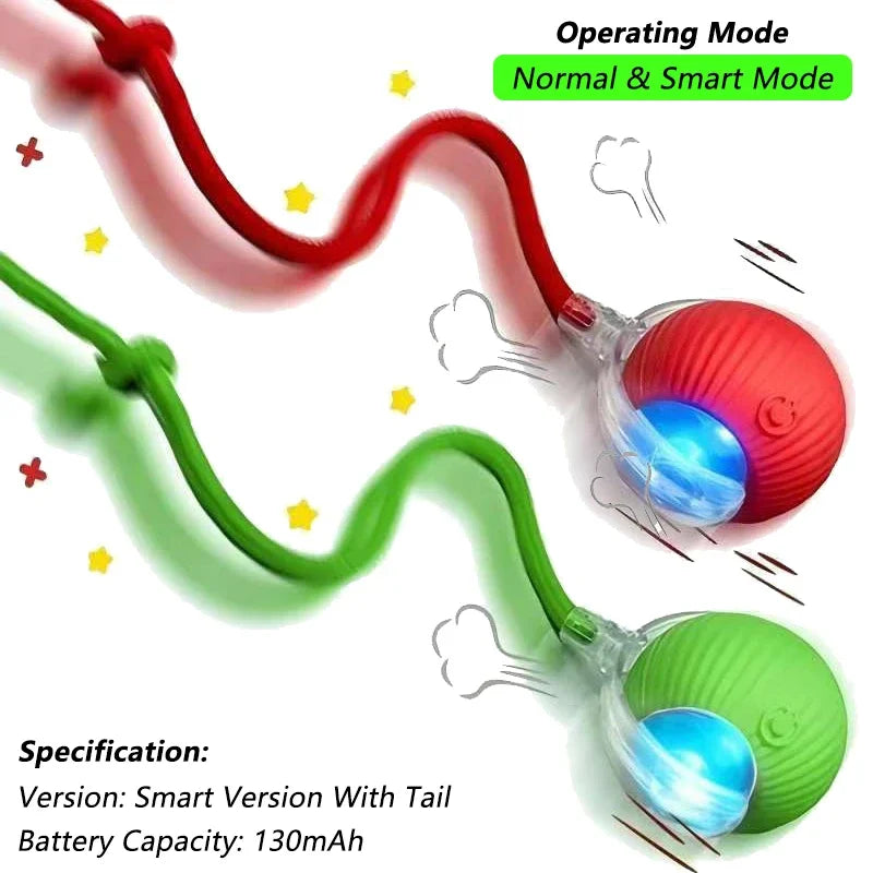 2-Pack Smart Cat Toy Balls – Auto Rolling Rechargeable Toys with Faux Tail for Indoor Play & Training